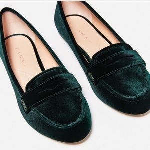 Zara Hunter Green Loafers